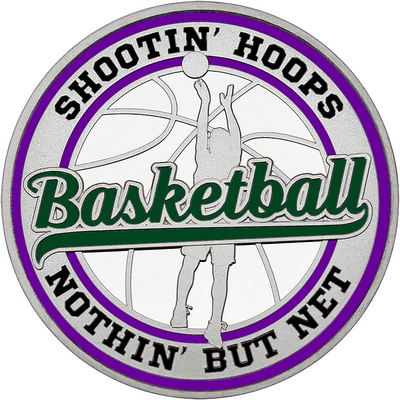 Dark Green "Basketball" with Purple Outer Circular Borders